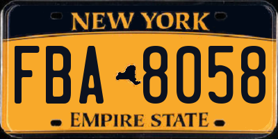 NY license plate FBA8058