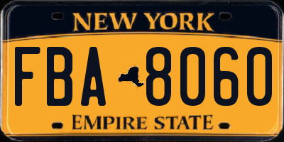 NY license plate FBA8060