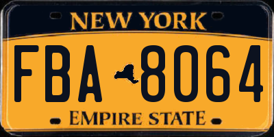 NY license plate FBA8064