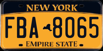 NY license plate FBA8065