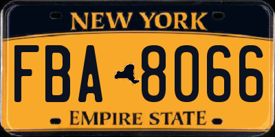 NY license plate FBA8066