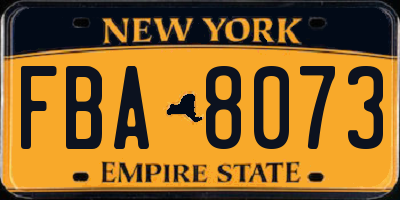 NY license plate FBA8073