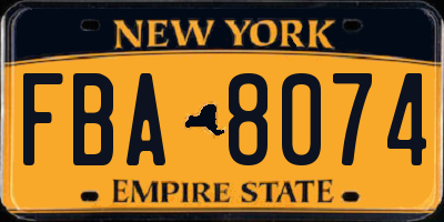 NY license plate FBA8074