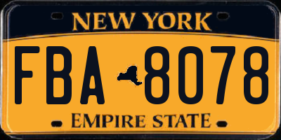 NY license plate FBA8078