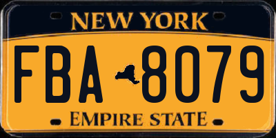 NY license plate FBA8079