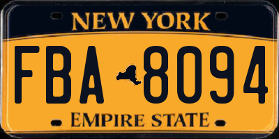 NY license plate FBA8094