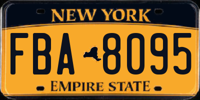NY license plate FBA8095