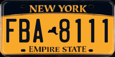 NY license plate FBA8111