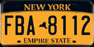 NY license plate FBA8112