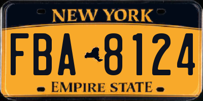 NY license plate FBA8124