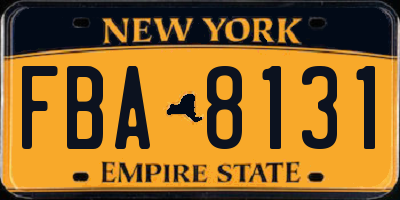 NY license plate FBA8131
