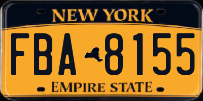 NY license plate FBA8155