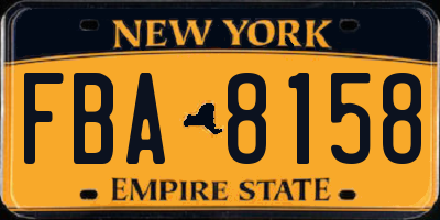 NY license plate FBA8158