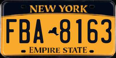 NY license plate FBA8163