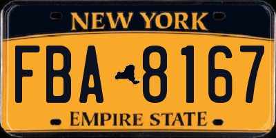 NY license plate FBA8167
