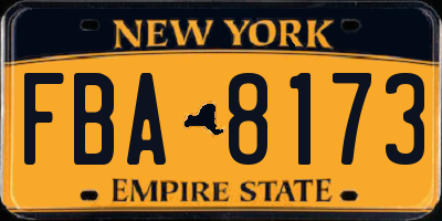 NY license plate FBA8173