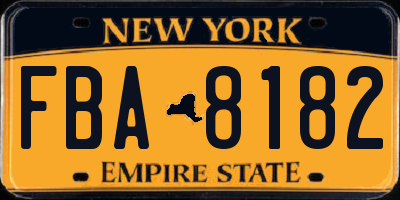 NY license plate FBA8182