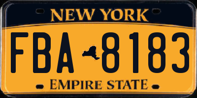 NY license plate FBA8183