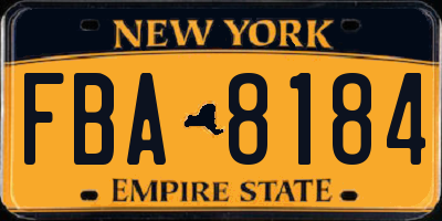NY license plate FBA8184