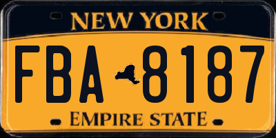 NY license plate FBA8187
