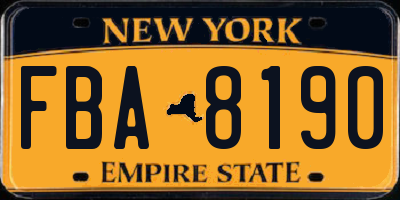 NY license plate FBA8190