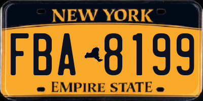NY license plate FBA8199