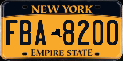NY license plate FBA8200