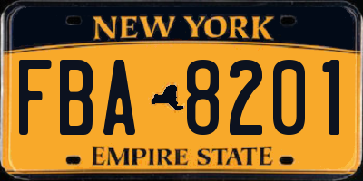 NY license plate FBA8201