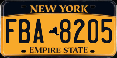 NY license plate FBA8205