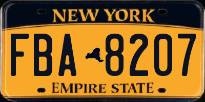 NY license plate FBA8207