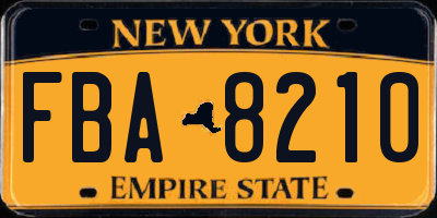 NY license plate FBA8210
