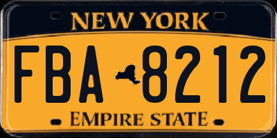 NY license plate FBA8212