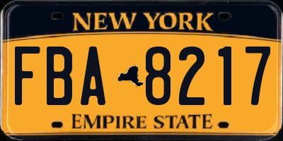 NY license plate FBA8217