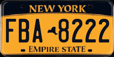 NY license plate FBA8222