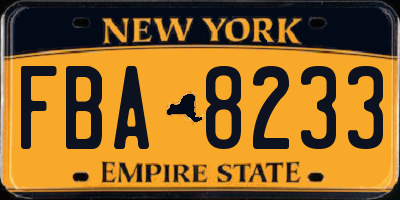 NY license plate FBA8233