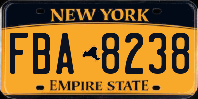 NY license plate FBA8238