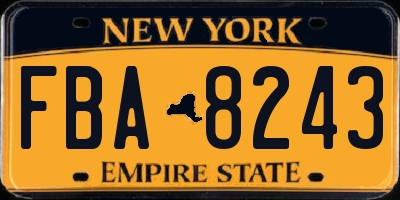 NY license plate FBA8243