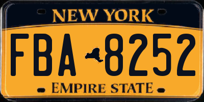 NY license plate FBA8252