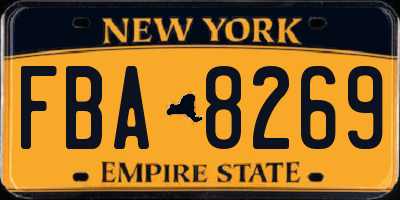 NY license plate FBA8269