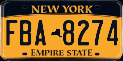 NY license plate FBA8274