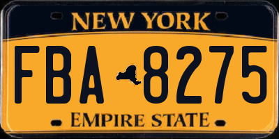 NY license plate FBA8275