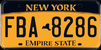 NY license plate FBA8286