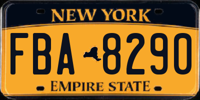 NY license plate FBA8290