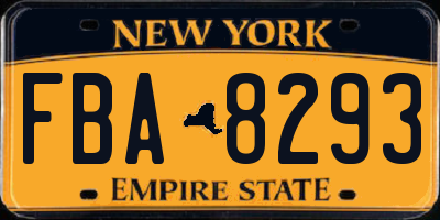 NY license plate FBA8293