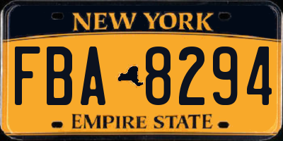 NY license plate FBA8294