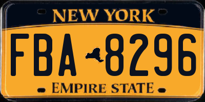 NY license plate FBA8296