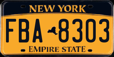 NY license plate FBA8303