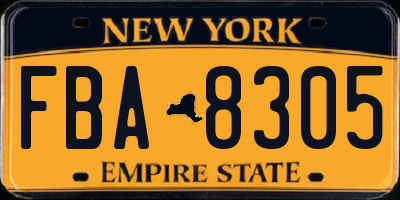 NY license plate FBA8305