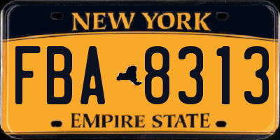NY license plate FBA8313