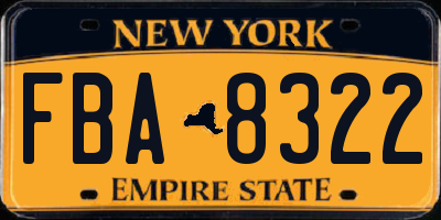 NY license plate FBA8322